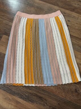 Anthropologie Eva Franco Vertical Stripe Pull on Knit Mini Skirt Womens Shim